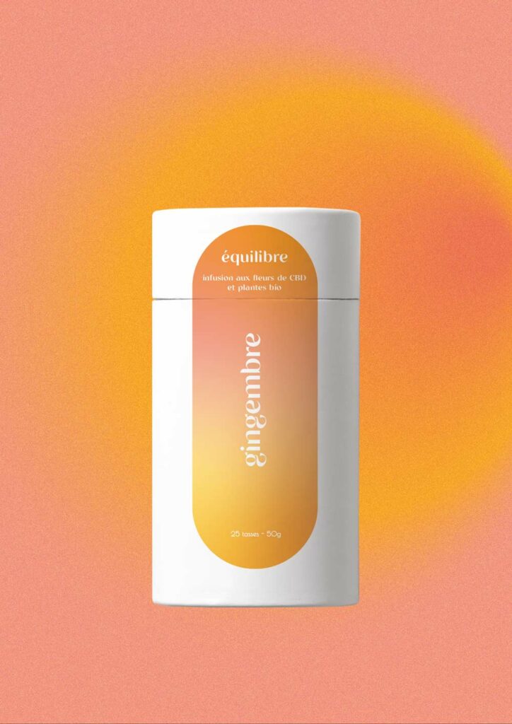 Packaging tisane au gingembre et CBD